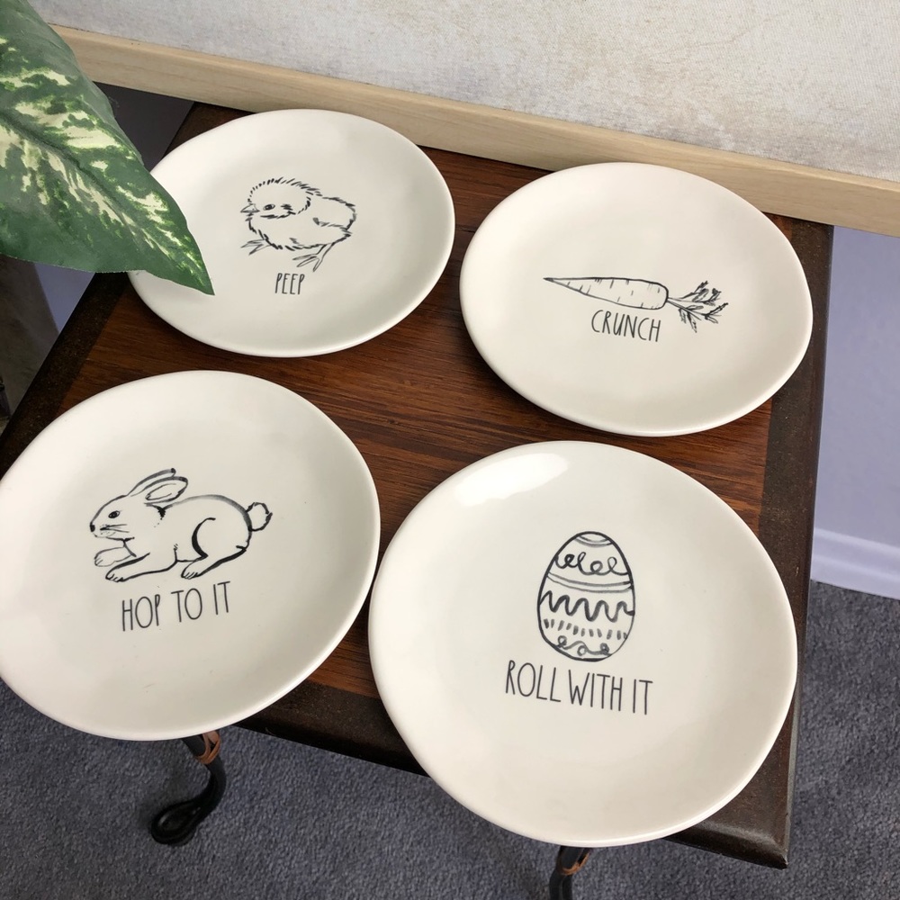 Rae Dunn Set 4 Easter Ceramic Dessert Plates New